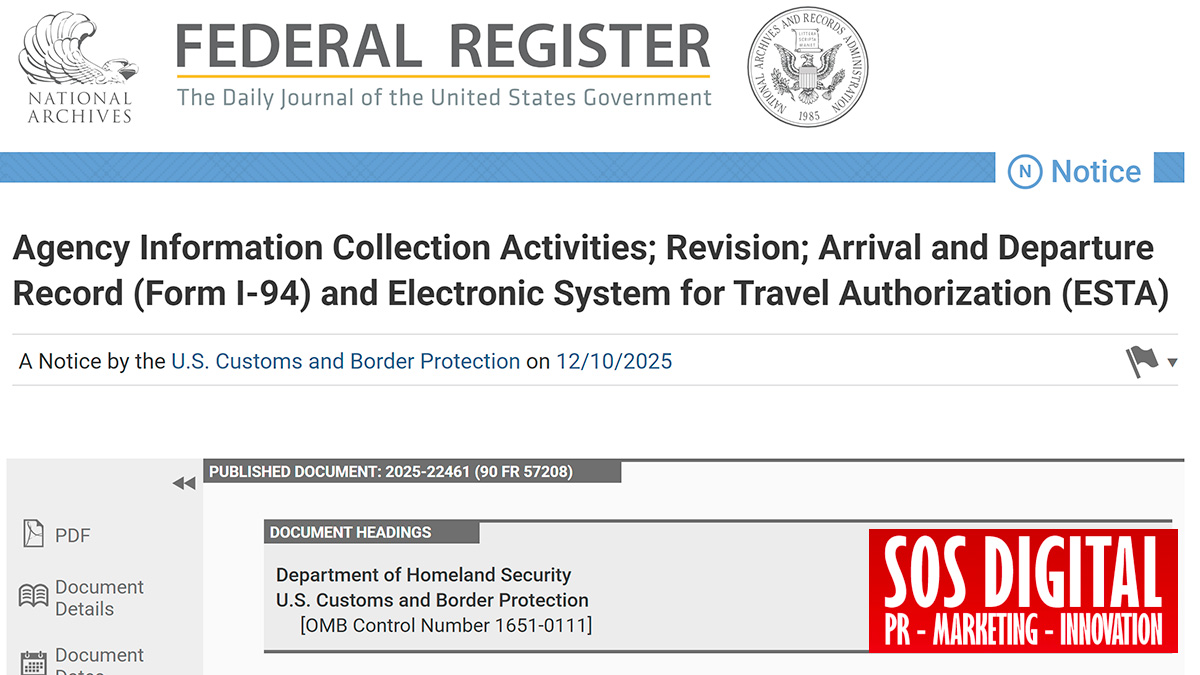 Agency Information Collection Activities; Revision; Arrival and Departure Record (Form I-94) and Electronic System for Travel Authorization (ESTA)